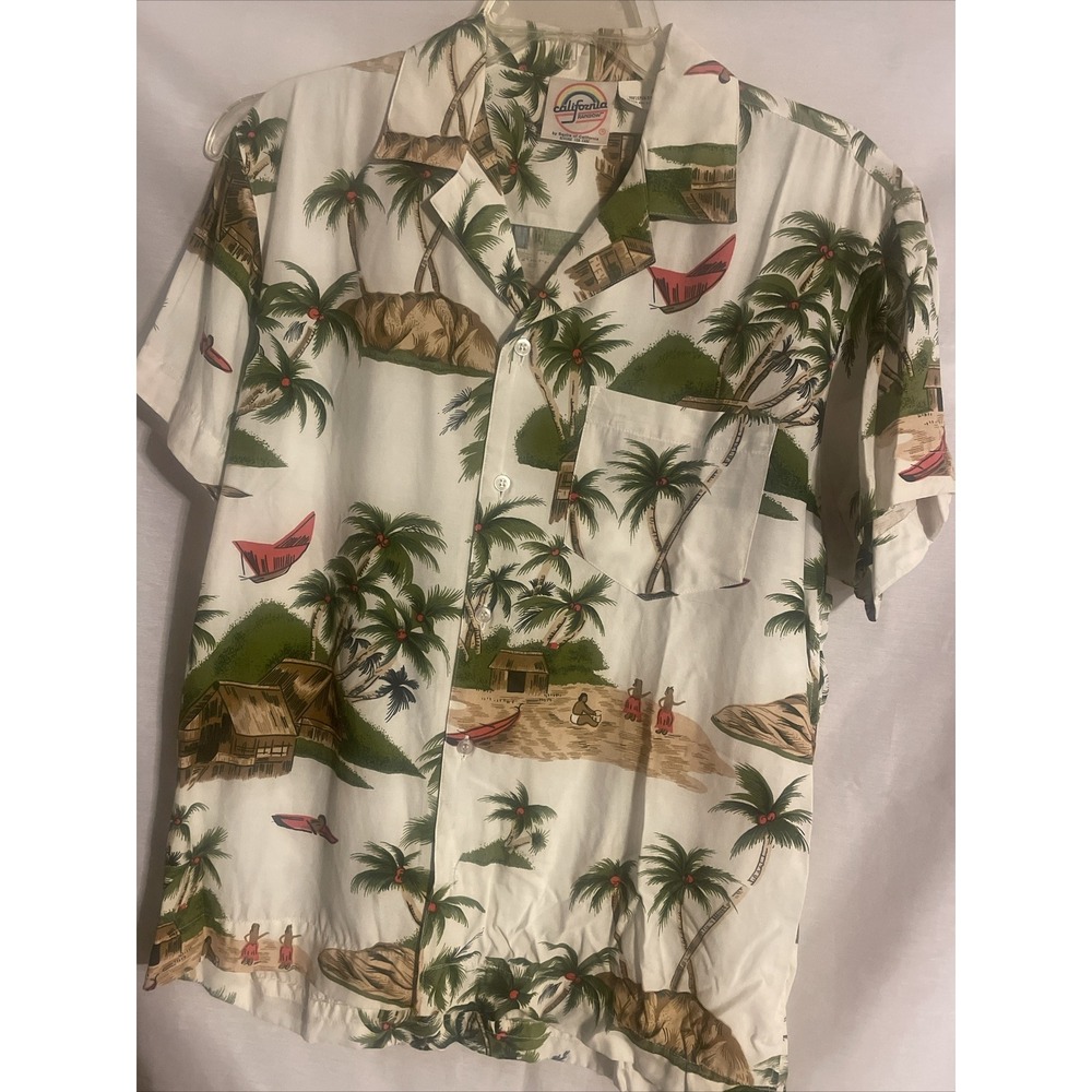 California Rainbow‎ by Squire Vintage  Hawaiian  Button Up Shirt Sz Medium